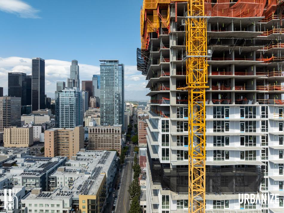 Onni apartment tower continues its ascent at 1000 S. Hill Street in